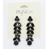 Punch New Pair of Linear Black Rhinestone Drop Earrings by