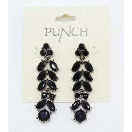 Punch New Pair of Linear Black Rhinestone Drop Earrings by Punch Fashions #SE2