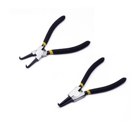 Pack of 2 Circlip Pliers, 150 mm/6 Inch Internal and External Bent, Heavy Duty Snap Ring Pliers for Removing and Installing Circlips (Black)