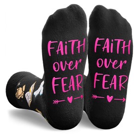 HAPPYPOP Christian Gifts Ideas Socks - Christian Religious Jesus Gifts, Religious Faith Over Fear Socks