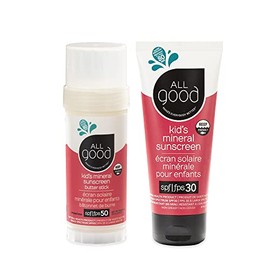All Good Baby & Kids - Protector solar mineral con protección solar SPF 50 y loción SPF 30, seguro para arrecifes de coral, óxido de zinc