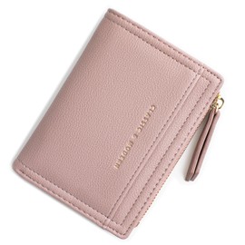ilovever Small Wallet for Women Slim Bifold PU Leather Zipper wallet Credit Card Holder Coin Purse Light Pink