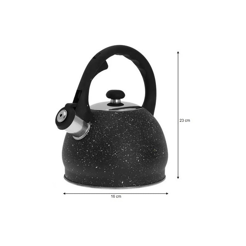 Luckyberg Modern Marble Tea Kettle, Induction, Stainless Steel Whistling Kettle,