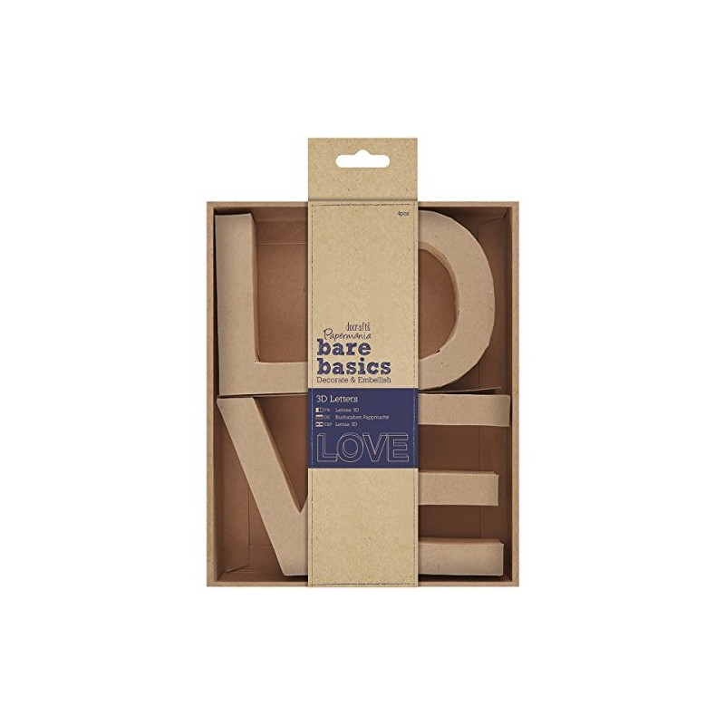 Papermania docrafts 3D Letters Box of 4 - Love, Brown,
