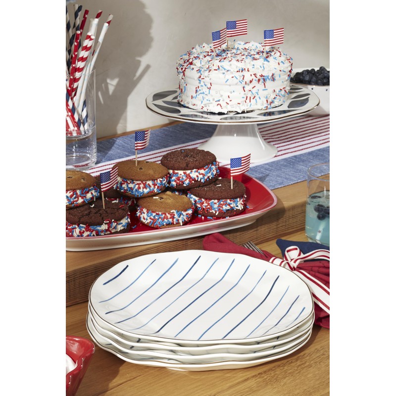 Lenox 895695 Blue Bay Stripes 4-Piece Dinner Plate Set