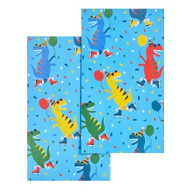 UK Greetings 2 Sheets of Wrapping Paper & 2 Tags for Kids/Boys Birthday - Dinosaur Design