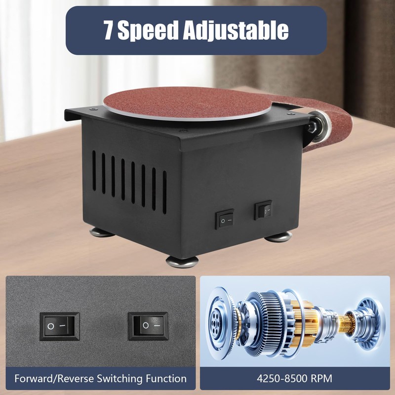 AGULIUM 6-Inch Mini Disc Sander, 7 Speed Adjustable Bench Belt