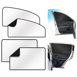 URAQT Car Sun Protection, Set of 4, Silver Side Window, Car Sun Protection, Baby Children, Magnetic Sun Visor Car with UV Protection, Heat Protection, Car Window Sun Protection, Blackout Window