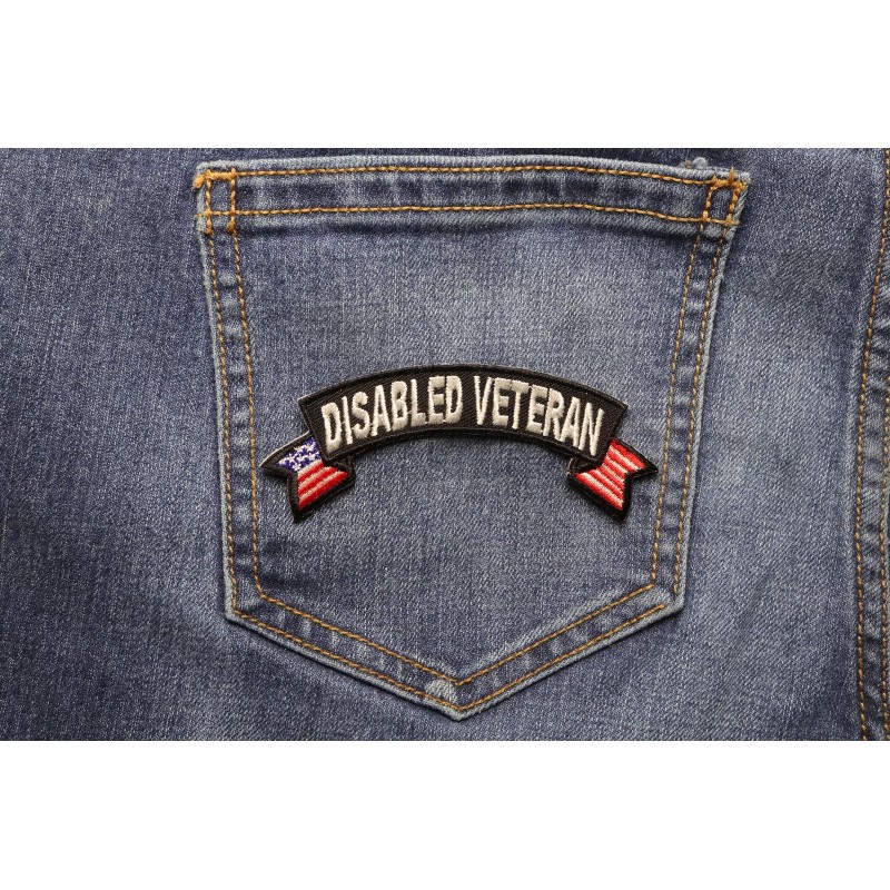 Ivamis Disabled Veteran Patch with American Flag Tips- 4x1.5 inch
