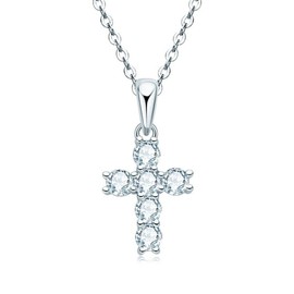 ROUGEMONT Cross Necklace Moissanite 925 Sterling Silver with Certificate of Authenticity 45 cm Length 3.0 mm 1.0 Carat with Stylish Gift Box Jewellery Jewellery, Standard, Sterling Silver