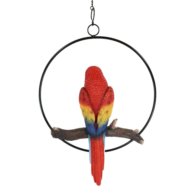 Atlantic Collectibles Ebros Hanging Scarlet Macaw Parrot Perching on Branch