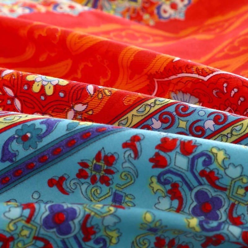 E-yimeng Single Duvet Cover Sets Boho Bedding Sets Red Duvet