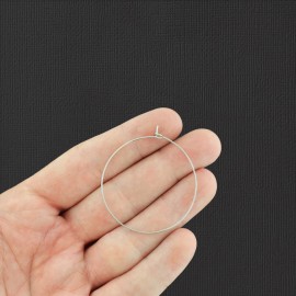 Unbranded Silver Tone Stainless Steel Earring Wires - 40mm - 20 Pieces 10 Pairs - FD873