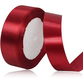Burgundy Satin Ribbon 1 Inch x 25 Yards, Wine Red Solid Color Fabric Ribbon for Gift Wrapping, DIY Crafts, Hair Bows Making, Wreath, Wedding Party Decoration and Sewing Projects