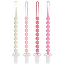 Clips para Chupete Bebés Niñas - Draklary Paquete de 4 Clips para Chupete de Silicona Calmante Soporte de Chupete para Bebé para Elementos Esenciales de Recién Nacido Regalo de Baby Shower Cumpleaños