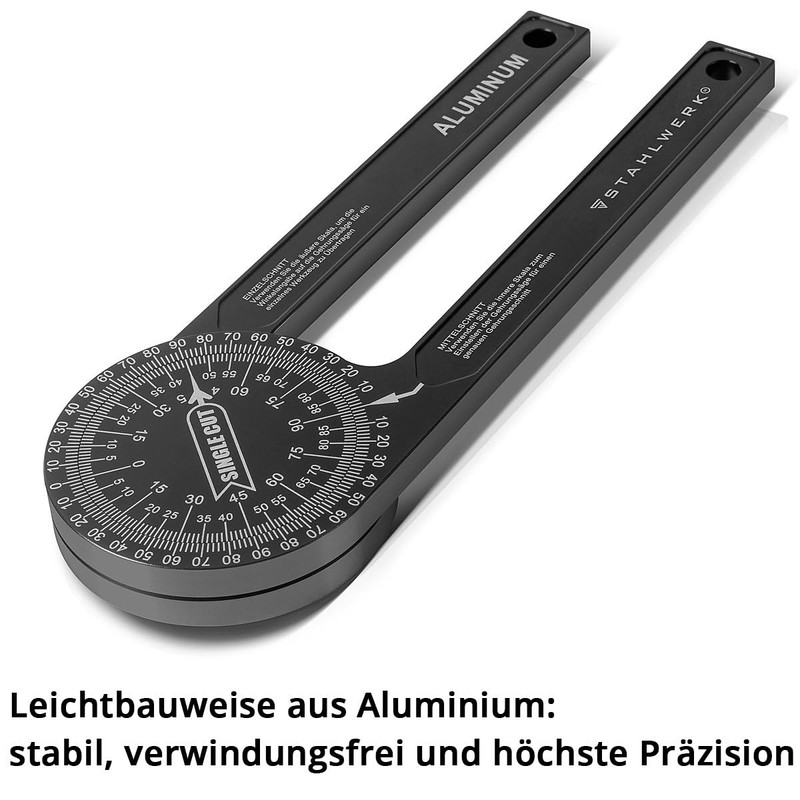 STAHLWERK Protractor 360° Aluminium Mitre Protractor | Angle Measuring Device