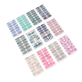 Housoutil 12sheets Laser Manicure Stickers Nail DIY Decals Marble Pattern Decor Nail Sticker Accessory for Women Men Home Salon Use