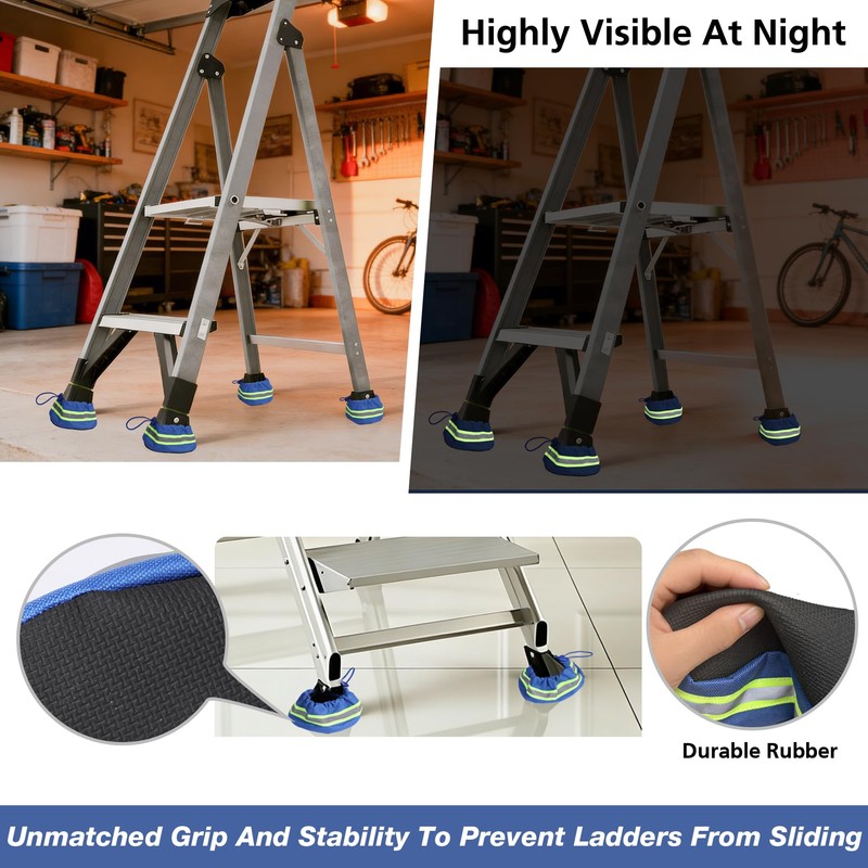 4PK Upgraded Step Ladder Safety Boots Floor Protectors with Reflective