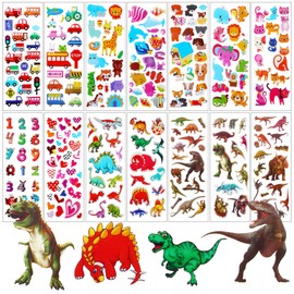 UPINS 14 Diffrent Sheets (200+Count) Kids Dinosaur 3D Puffy Stickers, Animal Insect Stickers,Craft Scrapbooking for Childrens