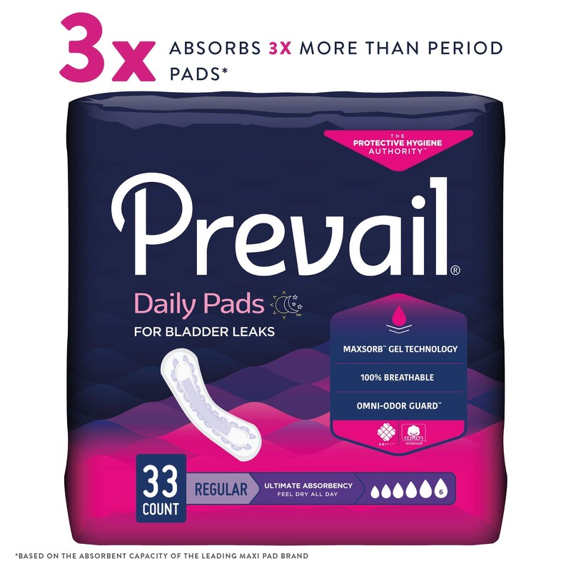 Prevail Ultimate Absorbency Incontinence Bladder Control Pads for Women, Regular
