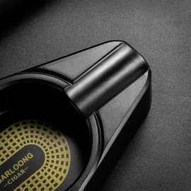 CIGARLOONG Cigar Ashtray with 2 Slots Resin Travel Ashtray Boat Shape Portable Cigar Ashtray for Home Office Outdoor Cigar Accessories (Gold)