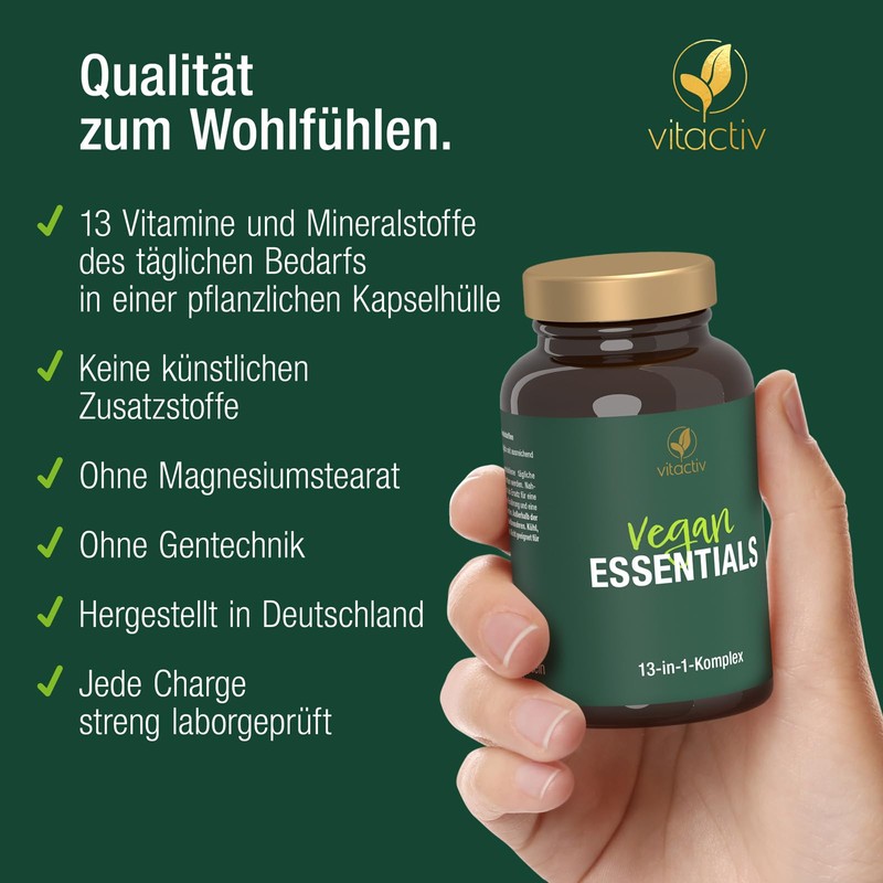 VITACTIV Vegan Essentials - 120 Capsules (4 Months), Vegan Supplements