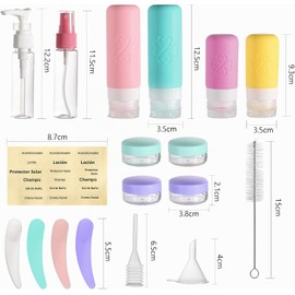 KIKIGOAL Juego de 19 Botellas de Viaje de Silicona, Contenedor de Viaje De 3Oz Aprobado por La TSA, Sin BPA, A Prueba de Fugas, Comprimible, Kit Accesorios de Viajes (Verde)