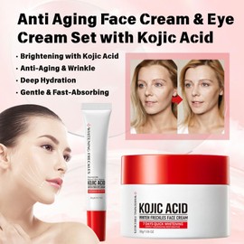 Anti Aging Face Cream & Eye Cream Set with Kojic Acid – Dark Spot Remover for Face & Dark Circle Cream – Brightening Product & Anti Wrinkle EyeCream for Women, Day & Night Moisturiser, 30g+20g