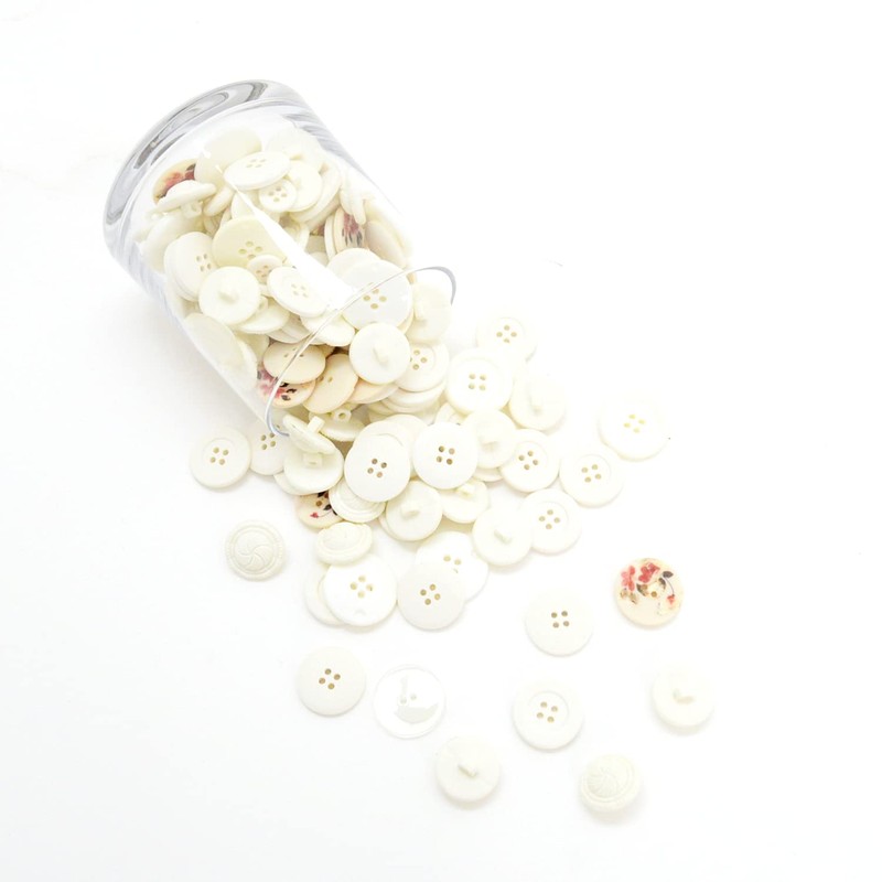 Trimz Assorted Shapes & Sizes White Plastic & Metal Button