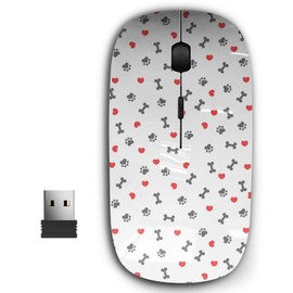 KAWAMOUSE 2.4G Ergonomic Portable USB Wireless Mouse for PC, Laptop, Computer, Notebook with Nano Receiver (Bone Dog Footprint)