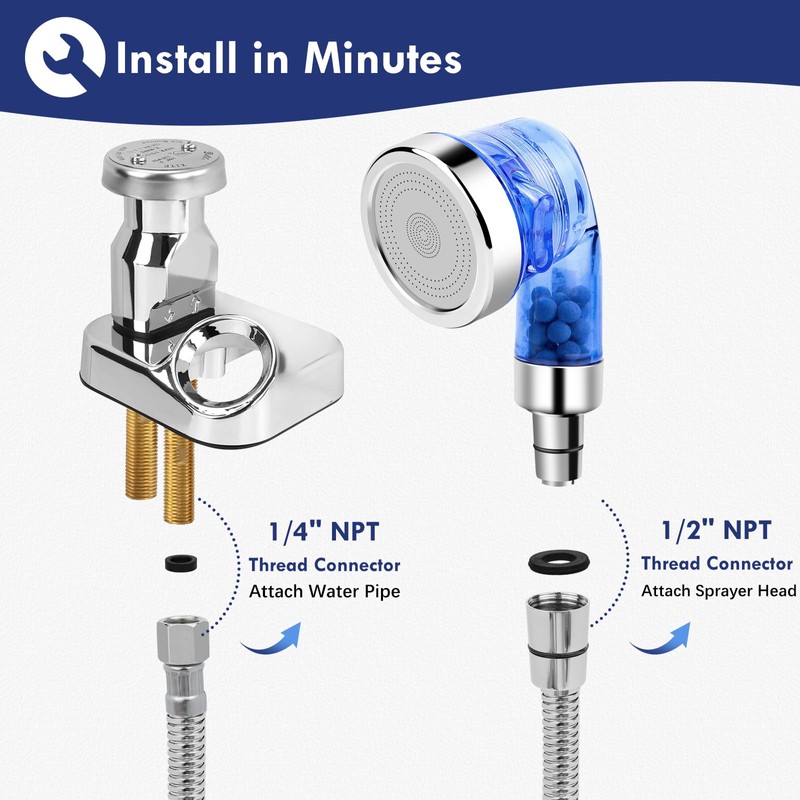LukLoy Blue Shampoo Bowl Sprayer Head with Filter, 1/4" Nut