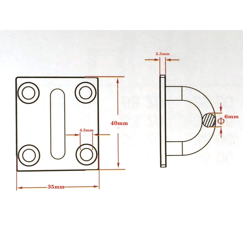 JY-MARINE Stainless Steel 316 Ceiling Hook Square Pad Eye Plate