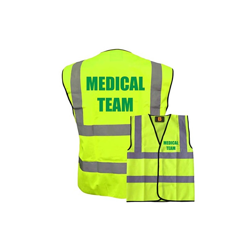 Medical team Yellow Hi Vis Viz Safety Vest Waistcoat, Reflective