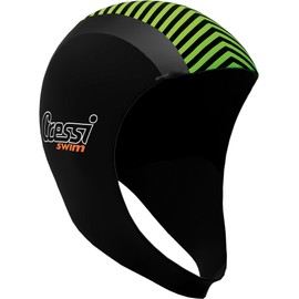 Cressi Swim Hood 2 mm Unisex Adult Protective Cap for Swimming/Snorkelling/Diving, Black/Orange/Lime
