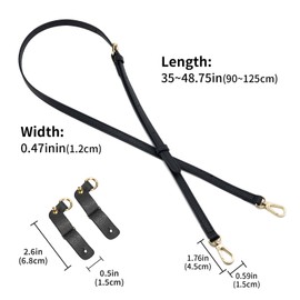 QIUTIMIY Women's Shoulder Bag for Longchamp, Leather Strap Bag Strap for Mini Bag (Black, Gold)