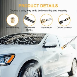 Jetnozzle High pressure hose nozzle for garden hose,7-in-1 Hydro jet nozzle High Pressure Power Washer wand, nozzles watering sprayer cleaning tool, Pressure washer hose attachment (black) (black)