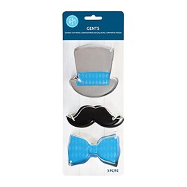 R&M International 5186 Little Man Bow Tie, Top Hat, and Moustache Cookie Cutters 3-Piece Set