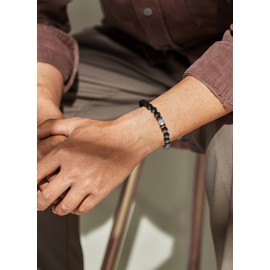 TOLOWOBK Moonstone Bracelet Men's I Love You Gifts for Men Pearl Bracelet Men's Gemstone Bracelets for Men Anniversary Christmas Birthday Gift for Husband Dad Son Grandson Brother, Natural moonstone