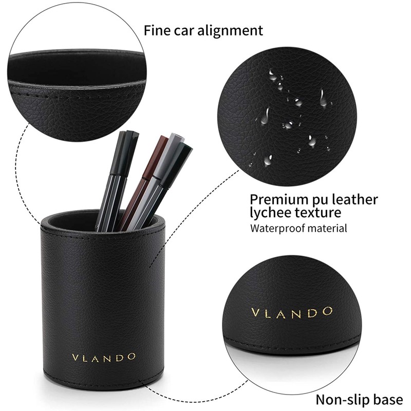 Vlando Office Desk Organizer Leather Desktop Organizer Caddy with Drawer