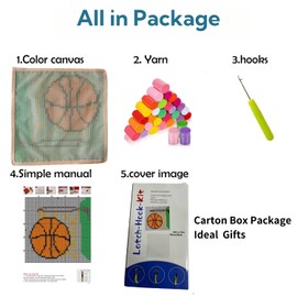 Generic Cartoon Red Crab Latch Hook Rug Kit for Kids Beginner Easy Little Mat with Printed Canvas DIY Hook Making Crochet Yarn Craft Tapestry for Decoration and Gift 12x12inch, As Main Picture