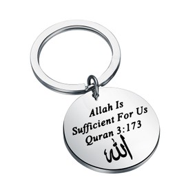 LQRI Quran 3:173 Keychain Allah Gift Islamic Bible Verse Jewelry Islam Religion Gift Islamic Arabic Quran Gift (Quran 3:173)