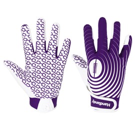 HLDD HANDLANDY Youth Football Gloves for Boys Girls, High Grip Football Gloves Kids, Sticky Receiver Gloves,Rugby Gloves Kids (Purplr&White, M)