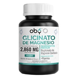 Glicinato De Magnesio 2920mg Por Porción | Maxima Absorción Bisglicinato Mineral Quelado + Piperina | Oby Glycinate Magnesium Complex Apoyo Relajación