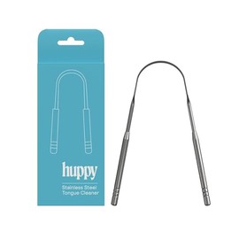 HUPPY Limpiador lingual de acero inoxidable: raspador lingual reutilizable para un aliento fresco e higiene bucal | Herramienta duradera y sin residuo