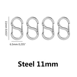WORLD GOOD Ultra Small Carabiner Set of 4 S-Shaped Stainless Steel Necklace Accessories Micro Small Size Total Length 0.42 mm (0.42 g)