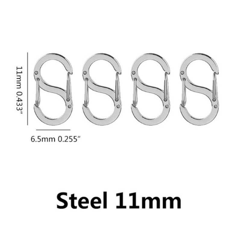 WORLD GOOD Ultra Small Carabiner Set of 4 S-Shaped Stainless