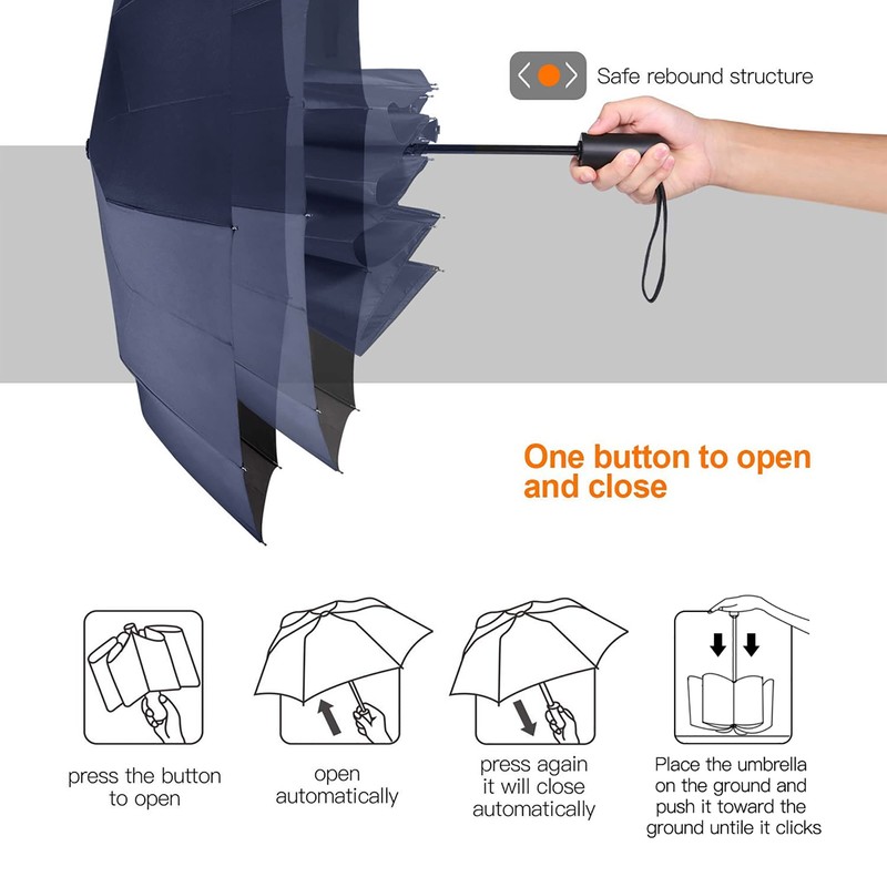 Gimars Portable Folding Automatic Windproof Umbrella with Telphon Coating 210T