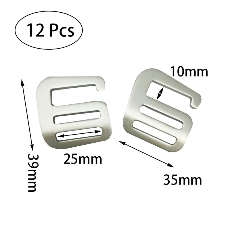 NA 12 Pcs Metal G Hooks Webbing Buckles Strong Quick