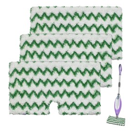 3 Pack Steam Pocket Mop Replacement Pads for Shark S3500 Series S3501 S3601 S3550 S3901 SE450 S2901 S2902 S3801,Reusable Steam Mop Pad with Deep Cleaning Scrub Strip,Microfiber Steam Mop Refills,Green
