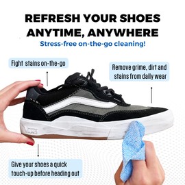 Toallitas Limpiadoras de Zapatos & Tennis - Paquete de 60 Toallitas con Doble Poder que Eliminan la Suciedad, Manchas Tenis Mujer Hombre Zapatera Organizador Blancos… (60 Toallitas)